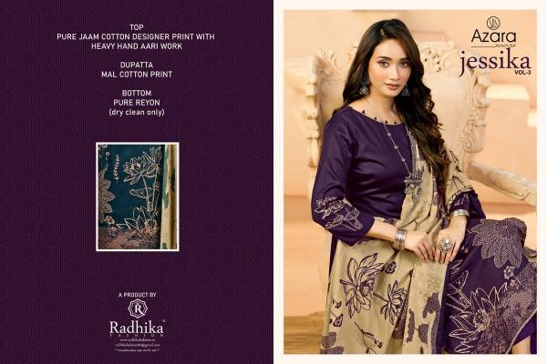 Azara jessika-3 embroidered dress material wholesale